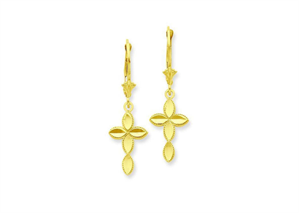 Religious Cross Earring with Gold Plating